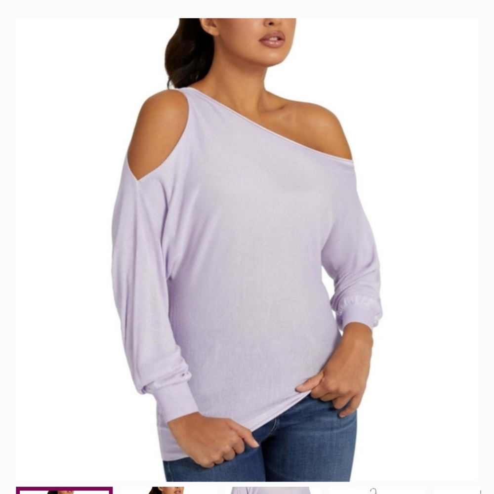Guess: silk sweater top - off shoulder NWOT